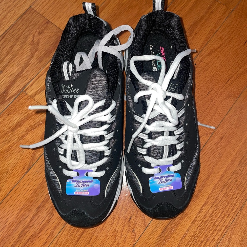 Skechers Black and White Athletic Shoes